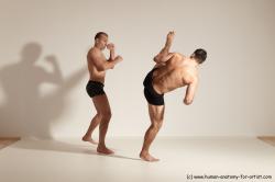 Underwear Fighting Man - Man White Moving poses Muscular Short Brown Dynamic poses Academic